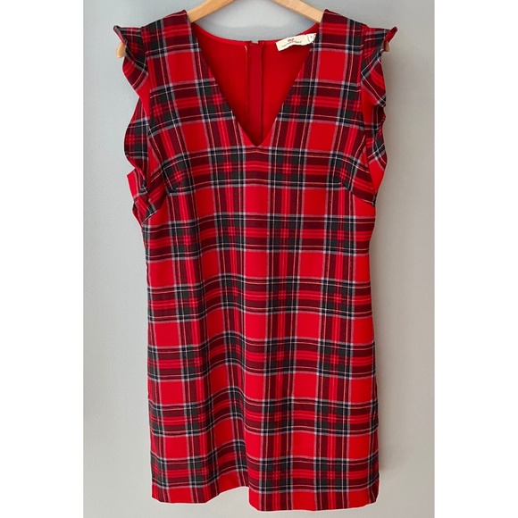 Vineyard Vines Nantucket Tartan Flutter Sleeve Shift Dress - Red - Picture 1 of 11